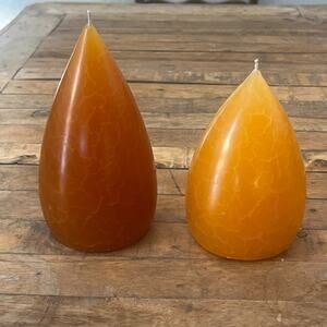 Barrick Design Teardrop Crackle Candles Set of 2 Cedar & Saffron Scented Orange